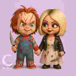 Chucky & Tiffany Cute but Creepy  - Halloween Fanart Cartoon 3D Style